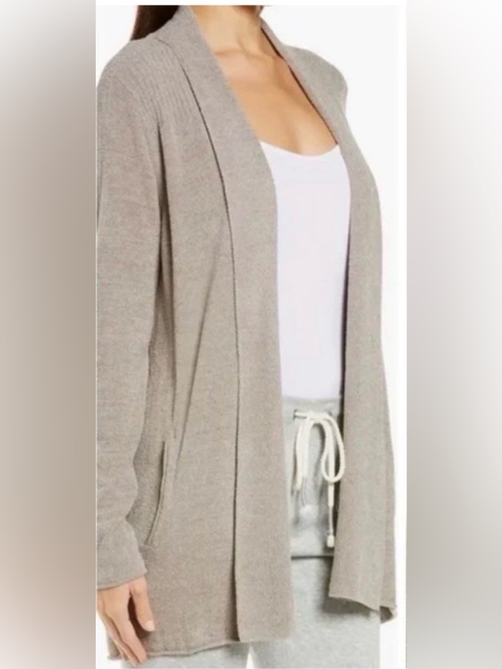 Barefoot Dreams Cozy Chic Open Front Cardigan Ultra Lite - Brown Medium